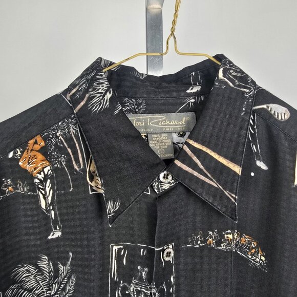 Tori Richard Honolulu Black Golf Print Button Up Shirt Size L - Picture 2 of 7